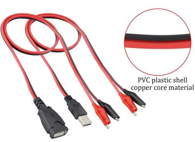 Alt view image 6 of 7 - A-lli-Gator C-l-i-p Jumper Probe to USB Male and Female Test Wre