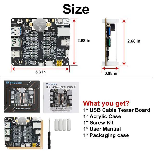 Alt view image 7 of 7 - USB Cable Tester with LED for Type-C, Micro Type A, Type B | USB Cable Checker Data Wire with Acrylic Case, USB C Cable Tester for Quick USB Cable Testing by Checking the LEDs