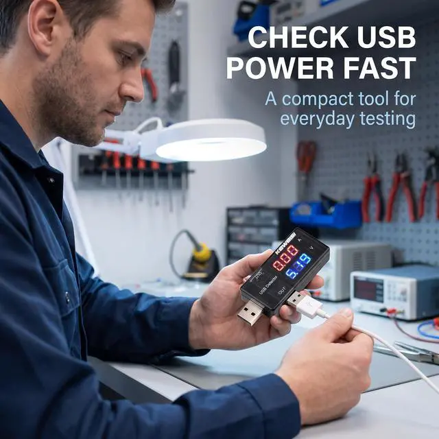 Alt view image 5 of 7 - Black USB Power Meter,USB Current Meter,3-9V 0-5A Voltage Tester Multimeter,LCD Digital Multimeter Current Tester Voltage Detector,USB Tester DC LED Display Multi Testers Tools