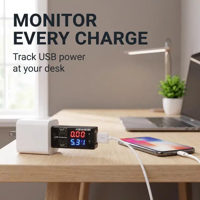Alt view image 7 of 7 - Black USB Power Meter,USB Current Meter,3-9V 0-5A Voltage Tester Multimeter,LCD Digital Multimeter Current Tester Voltage Detector,USB Tester DC LED Display Multi Testers Tools