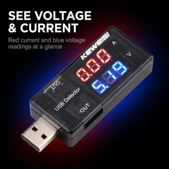 Alt view image 3 of 7 - Black USB Power Meter,USB Current Meter,3-9V 0-5A Voltage Tester Multimeter,LCD Digital Multimeter Current Tester Voltage Detector,USB Tester DC LED Display Multi Testers Tools