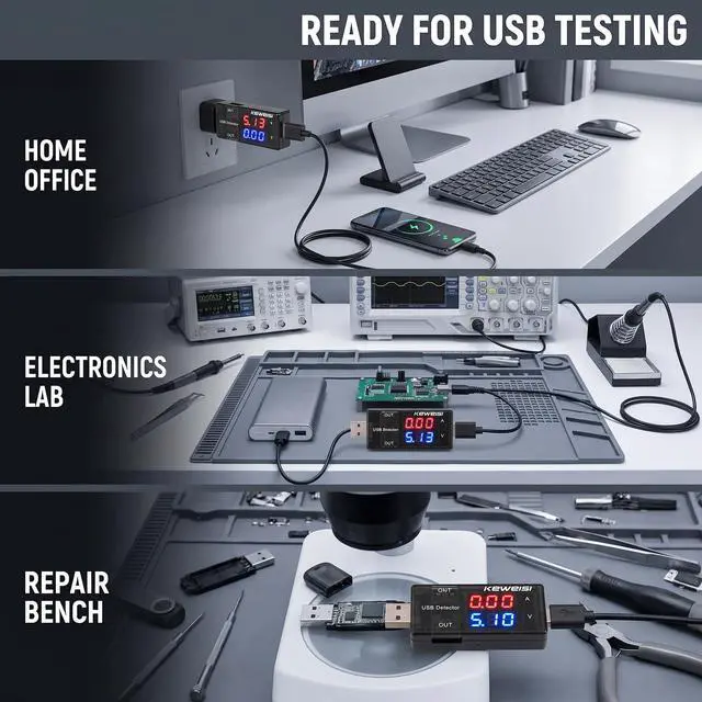 Alt view image 6 of 7 - Black USB Power Meter,USB Current Meter,3-9V 0-5A Voltage Tester Multimeter,LCD Digital Multimeter Current Tester Voltage Detector,USB Tester DC LED Display Multi Testers Tools