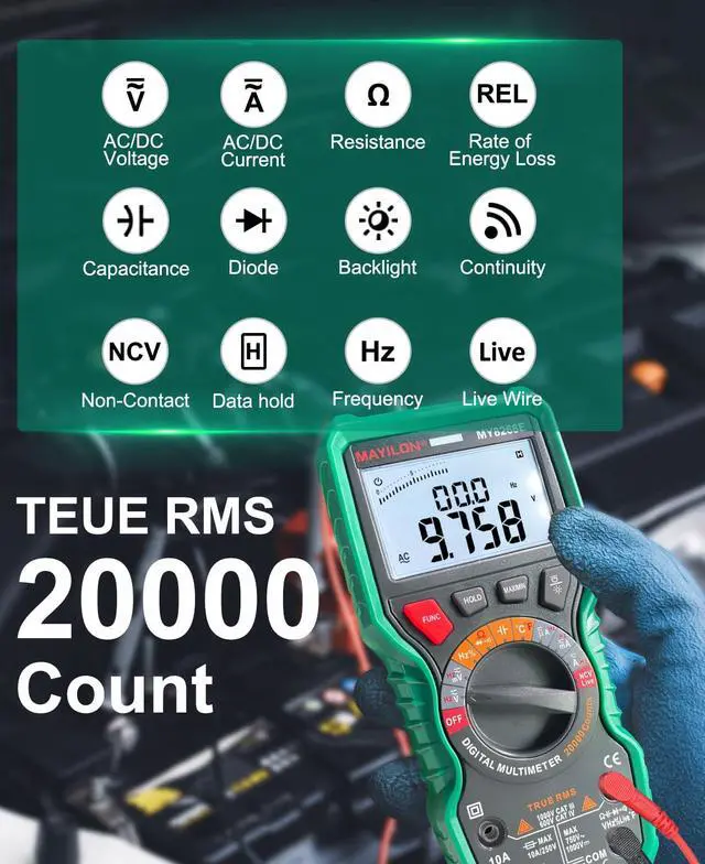 Alt view image 2 of 7 - Digital Multimeter, 20000 Count High Resolution True rms Multimeter