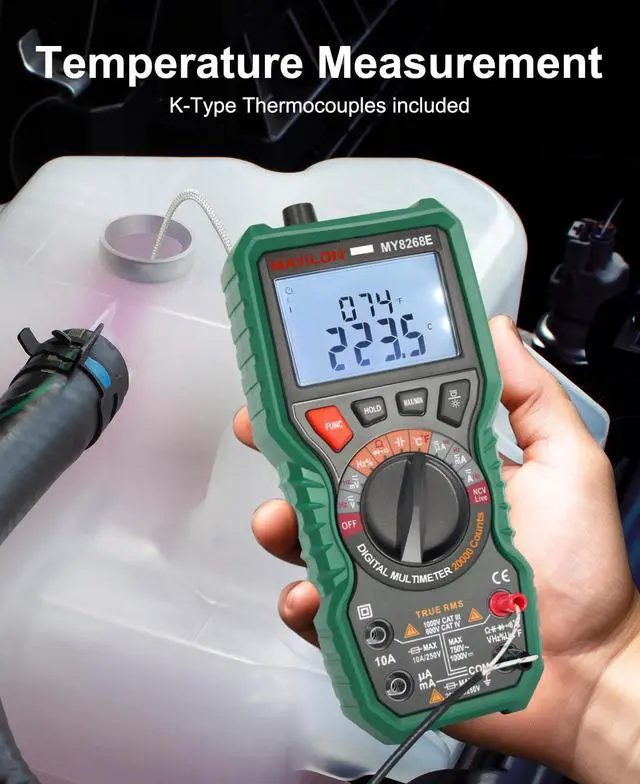 Alt view image 7 of 7 - Digital Multimeter, 20000 Count High Resolution True rms Multimeter