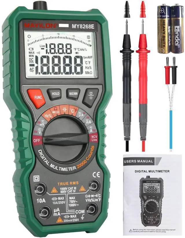 Main image of Digital Multimeter, 20000 Count High Resolution True rms Multimeter