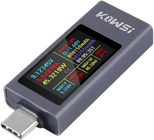 Main image of 1PCS USB C Tester Power Meter, 4-30V 0-12A Type-C PD Tester Digital Multimeter, Voltage and Current Tester Meter Voltmeter, Power Bank Capacity USB Cable Charger Detector (KWS-2303C)