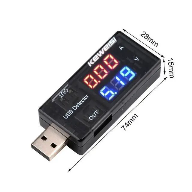 Alt view image 2 of 7 - Black USB Voltmeter,Ammeter Voltage Power Capacity Tester Current Meter,USB Tester Type, Dual USB Current Voltage Charger Voltage Testers