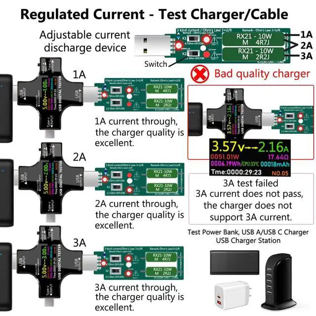 Alt view image 3 of 7 - USB C Tester2 in 1 Tester IPS Digital Multimeter(2024),Voltage,Cur,Pwr,Resistance,Elec,Temp,Capacity,Tme,Fast Charging,with 3A Discharge Load Support PD2.0/PD3.0,QC2.0/QC3.0,BC1.2