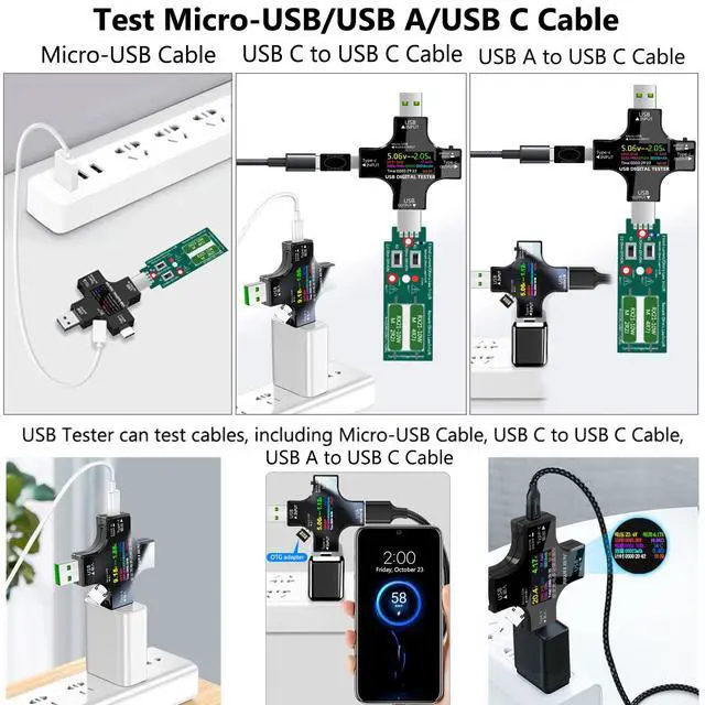 Alt view image 5 of 7 - USB C Tester2 in 1 Tester IPS Digital Multimeter(2024),Voltage,Cur,Pwr,Resistance,Elec,Temp,Capacity,Tme,Fast Charging,with 3A Discharge Load Support PD2.0/PD3.0,QC2.0/QC3.0,BC1.2