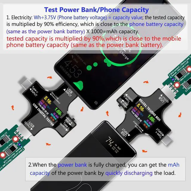 Alt view image 6 of 7 - USB C Tester2 in 1 Tester IPS Digital Multimeter(2024),Voltage,Cur,Pwr,Resistance,Elec,Temp,Capacity,Tme,Fast Charging,with 3A Discharge Load Support PD2.0/PD3.0,QC2.0/QC3.0,BC1.2