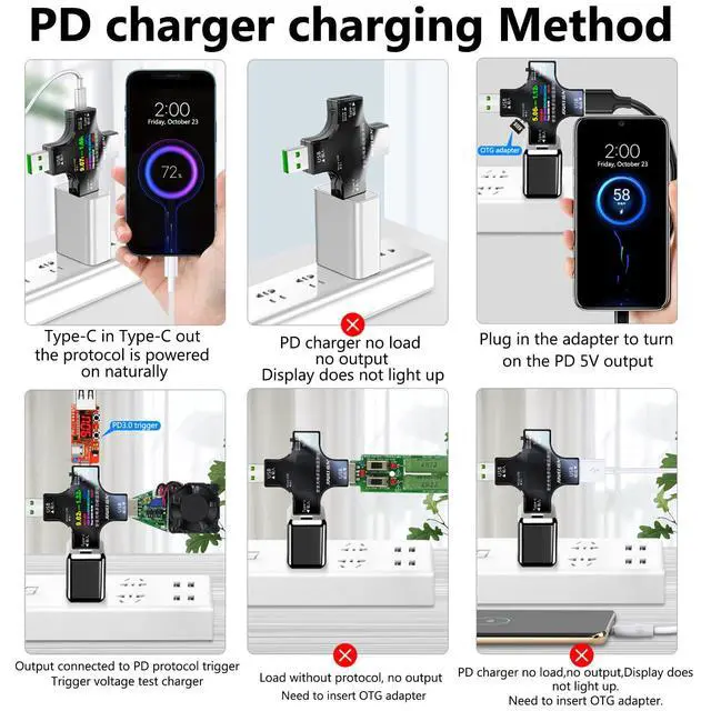 Alt view image 7 of 7 - USB C Tester2 in 1 Tester IPS Digital Multimeter(2024),Voltage,Cur,Pwr,Resistance,Elec,Temp,Capacity,Tme,Fast Charging,with 3A Discharge Load Support PD2.0/PD3.0,QC2.0/QC3.0,BC1.2