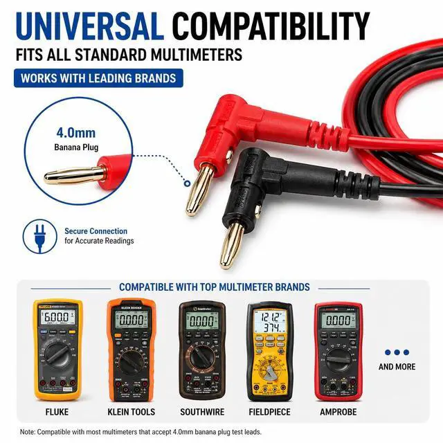 Alt view image 4 of 5 - Professional Multimeter Test Leads Kit 1000V 10A CAT III/IV Includes Replaceable Gold-Plated Sharp Needle Probes, Alligator Clips, and Banana Plug Extension Cables for Electrical Testing