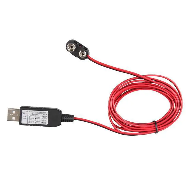 Alt view image 5 of 5 - USB to 9V Battery Connector Eliminator Replace 6F22 6LR61 Power Converter Kit Connect Cable 78IN 200CM Multi for Multimeter,LED Light,Electronic Toys, Kids Keyboard Piano