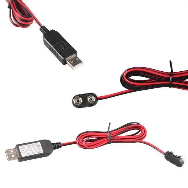 Alt view image 2 of 5 - USB to 9V Battery Connector Eliminator Replace 6F22 6LR61 Power Converter Kit Connect Cable 78IN 200CM Multi for Multimeter,LED Light,Electronic Toys, Kids Keyboard Piano
