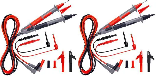 Main image of Soft Silicone Electrician Test Leads Kit CAT III 1000V & CAT IV 600V with Alligator Clips and Needle Probe for Fluke/AstroAI/INNOVA Multimeter Electronic Clamp Meter 9PCS (Pack of 2)