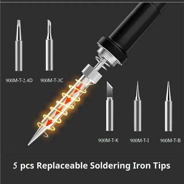 Alt view image 4 of 7 - Soldering Iron Station Kit Digital Display Helping Hands 60 W 5 pcs Solder Tips, Solder Wire, Digital Multimeter °C/ºF Conversion, Standby/Sleep Mode, Calibration Support for Electricians from