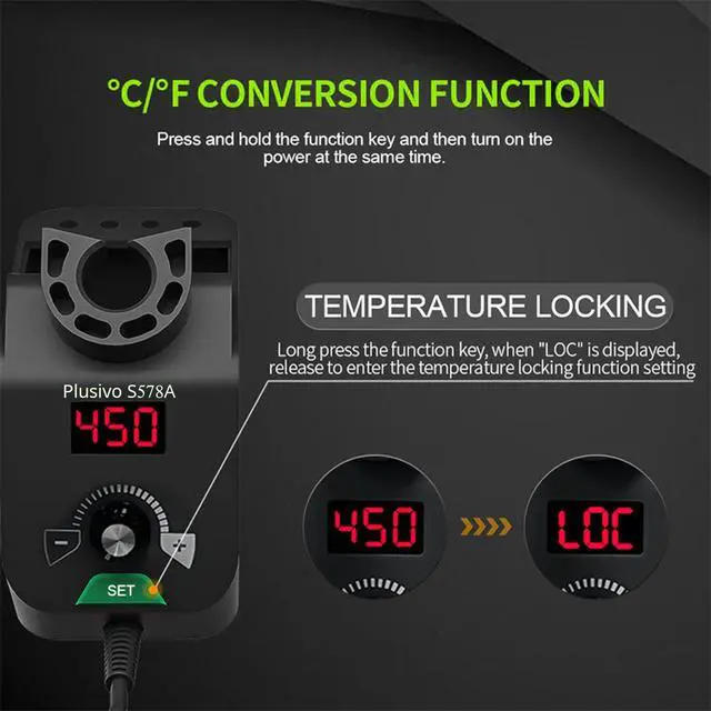 Alt view image 5 of 7 - Soldering Iron Station Kit Digital Display Helping Hands 60 W 5 pcs Solder Tips, Solder Wire, Digital Multimeter °C/ºF Conversion, Standby/Sleep Mode, Calibration Support for Electricians from