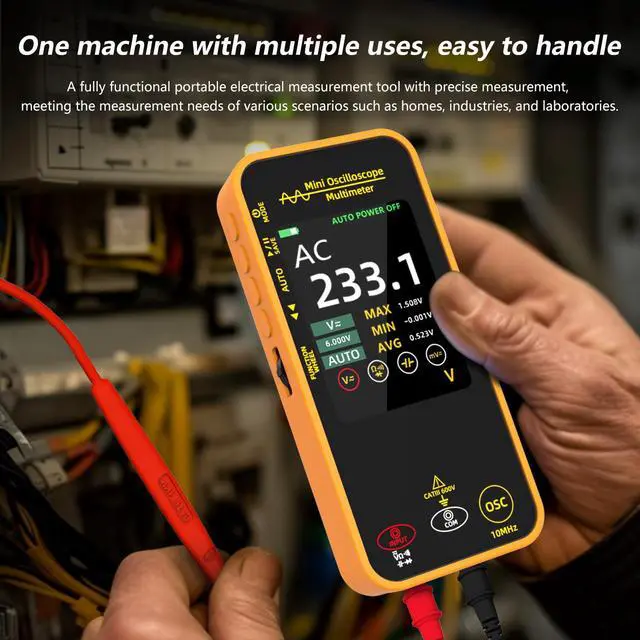 Alt view image 3 of 7 - OS1 Digital Oscilloscope Multimeter 10MHz Bandwidth Handheld oscilloscope with 48MSa/s Sampling Rate 3.2 TFT LCD Rechargeable Multimeter Capacitance Diode Ohm Voltage Tester
