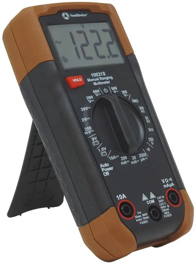Main image of Multimeter Manual Range - 7 Functions & 19 Ranges - Double-Molded Rugged Housing - Battery Test - CAT III 300V Safety Rating