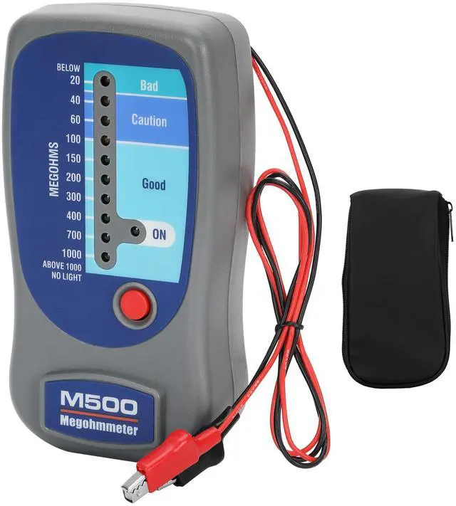 Main image of M500 Megohmmeter for Insulation Testing,Compatible with Compressor Tester HVAC, Multimeter Tester, Battery Operated, 20-1000 Megohms at 500 Volts,with Soft Carrying Case