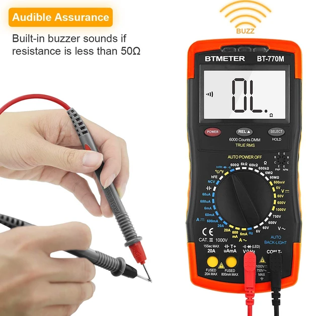 Alt view image 2 of 7 - Digital Multimeter TRMS 6000 Count, BT-770M Auto/Manual Ranging DMM Electrical Meter Tester for AC/DC Amp, AC/DC Volt, Ohm Capacitance Frequency Continuity Temperature NCV, Auto Backlight
