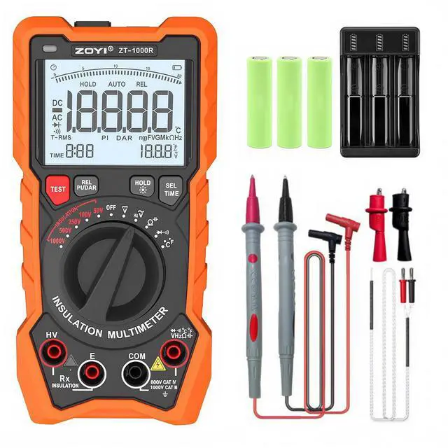 Main image of ZT-1000R 2 in 1 Megohmmeter Multimeter, 50V/100V/250V/500V/1000V 5 Gear with DAR&PI, Insulation Resistance up to 20G, 19999 Counts Auto Range T-RMS, V,,C,FREQ,Temp, Diode,Continuity Tester