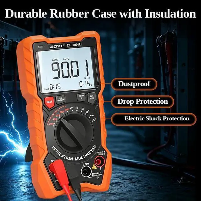 Alt view image 7 of 7 - ZT-1000R 2 in 1 Megohmmeter Multimeter, 50V/100V/250V/500V/1000V 5 Gear with DAR&PI, Insulation Resistance up to 20G, 19999 Counts Auto Range T-RMS, V,,C,FREQ,Temp, Diode,Continuity Tester