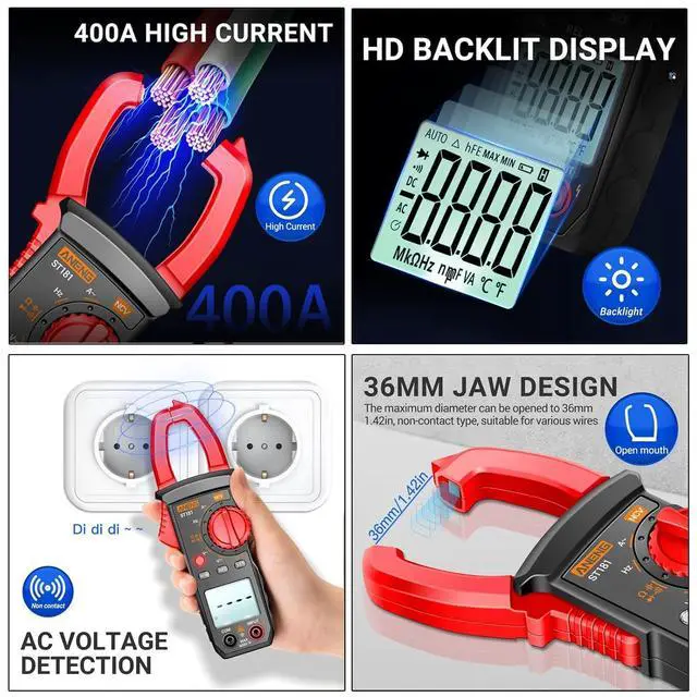 Alt view image 5 of 7 - Multimeter with Clamp Meter,4000 Count Amp Meter & 2000 Count Multi Tester