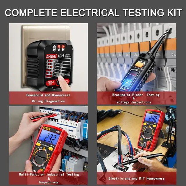 Alt view image 6 of 7 - Electrical Test Kit -Multimeter,Non Contact Voltage Tester,Outlet Tester
