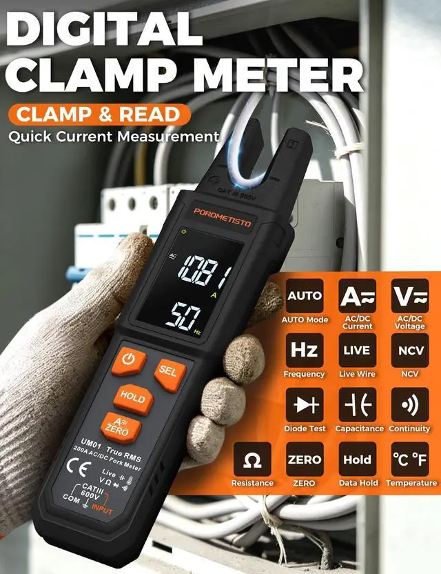 Alt view image 2 of 7 - UM01 Digital Clamp Meter Multimeter TRMS 4000 Counts