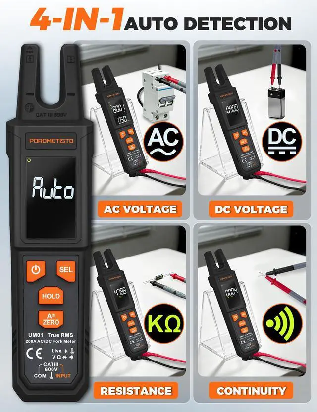 Alt view image 3 of 7 - UM01 Digital Clamp Meter Multimeter TRMS 4000 Counts