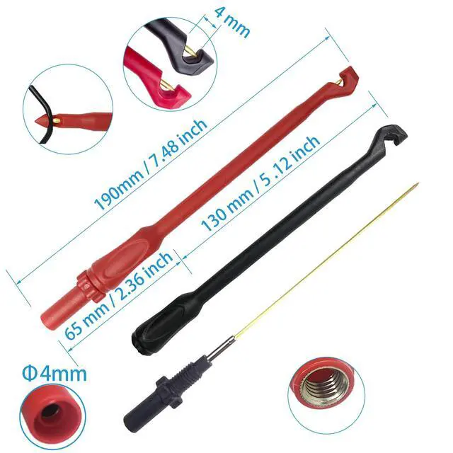 Alt view image 2 of 7 - 28 PCS Multimeter Test Leads Kit with 6 Pockets Roll Up Tool Bag