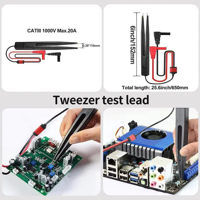 Alt view image 3 of 7 - 28 PCS Multimeter Test Leads Kit with 6 Pockets Roll Up Tool Bag