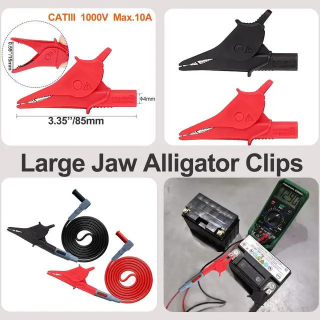 Alt view image 5 of 7 - 28 PCS Multimeter Test Leads Kit with 6 Pockets Roll Up Tool Bag