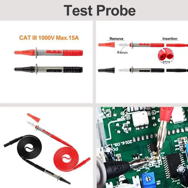 Alt view image 6 of 7 - 28 PCS Multimeter Test Leads Kit with 6 Pockets Roll Up Tool Bag