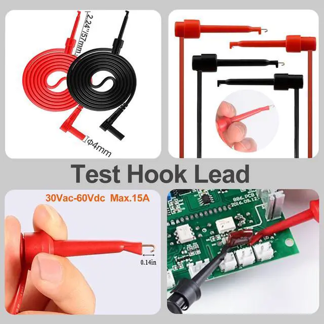 Alt view image 7 of 7 - 28 PCS Multimeter Test Leads Kit with 6 Pockets Roll Up Tool Bag