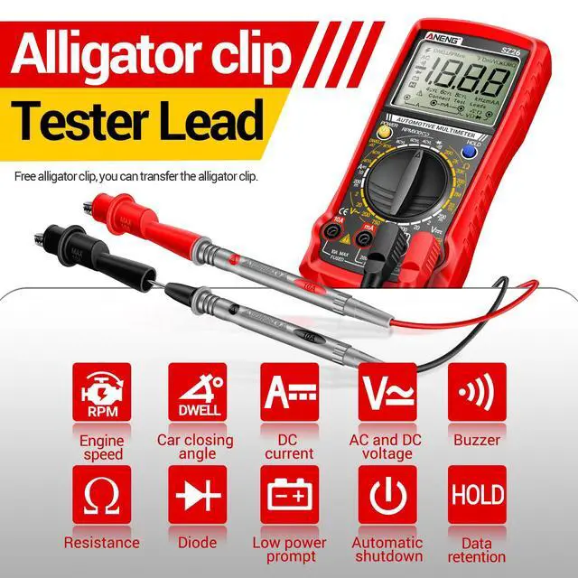 Alt view image 2 of 7 - SZ26 Digital Multimeter, Engine Analyzer, 500-10000 RPM Tachometer