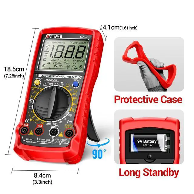 Alt view image 7 of 7 - SZ26 Digital Multimeter, Engine Analyzer, 500-10000 RPM Tachometer