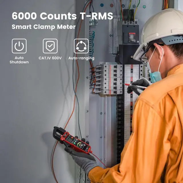 Alt view image 2 of 6 - Smart Digital Clamp Meter with D-Shaped Jaws, Clamp Multimeter with Inrush Current Function, Auto-ranging Amp Meter Built-in HD Color Screen, Measures AC/DC Current Voltage Temperature NCV
