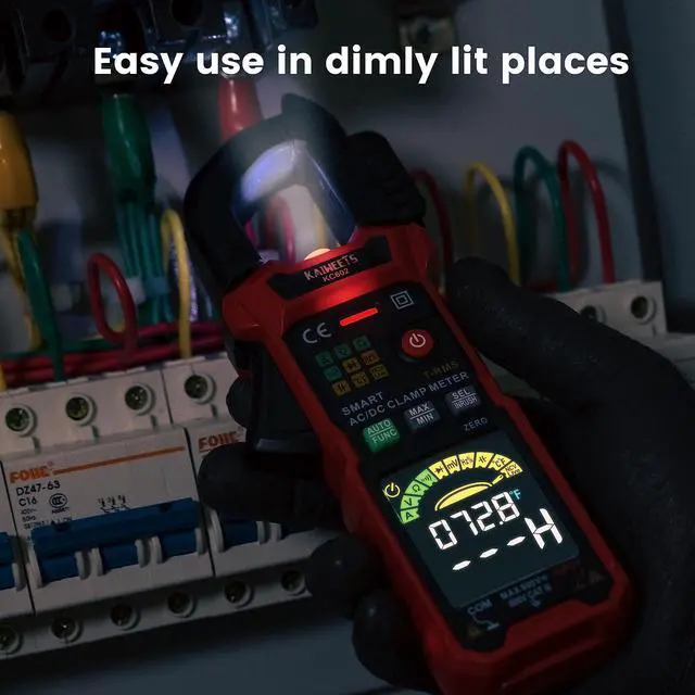 Alt view image 6 of 6 - Smart Digital Clamp Meter with D-Shaped Jaws, Clamp Multimeter with Inrush Current Function, Auto-ranging Amp Meter Built-in HD Color Screen, Measures AC/DC Current Voltage Temperature NCV