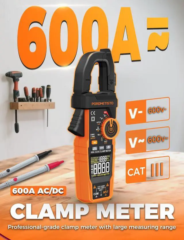 Alt view image 2 of 7 - Inrush Clamp Meter,CM06 Clamp Multimeter, 6000 Counts 600A,