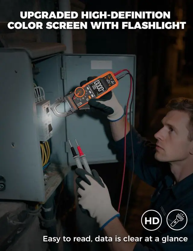 Alt view image 7 of 7 - Inrush Clamp Meter,CM06 Clamp Multimeter, 6000 Counts 600A,