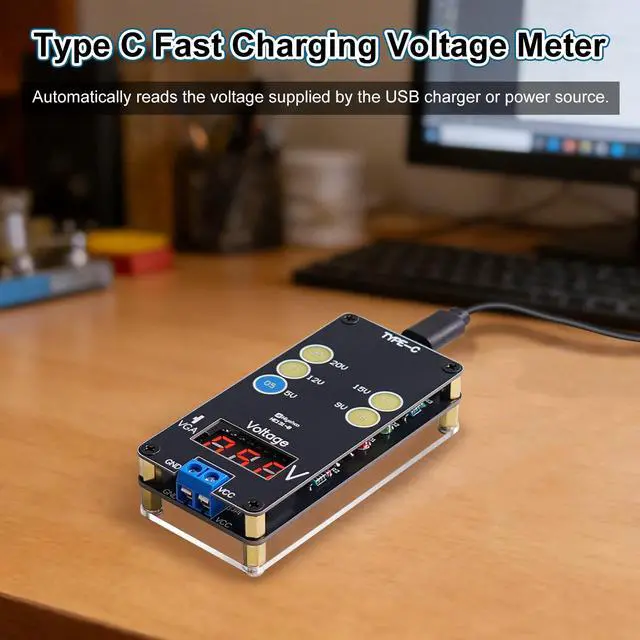 Alt view image 2 of 6 - USB Voltage Tester Soldering Project, ICSTATION Type C Fast Charging Voltage Meter Solder Practice Kit with Color LED Lights and Display Adjustable Output Voltage for Soldering Learning Voltmeter Tool