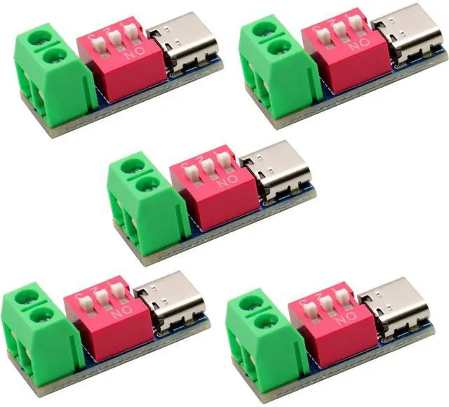 Main image of 5PCS USB-C PD Trigger Board Module 100W, PD/QC Decoy Fast Charge Power Delivery Trigger Adapter, USB Type-C to 5V/9V/12V/15V/20V Voltage Converter for Charger and Power Testing-Green