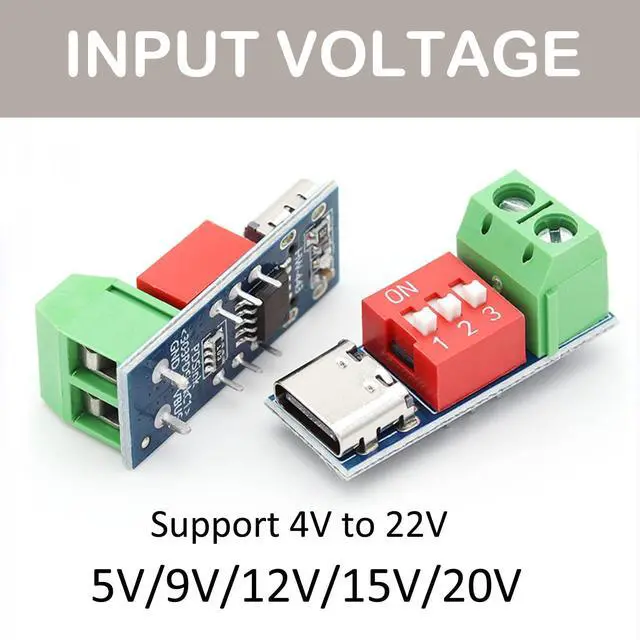 Alt view image 3 of 7 - 5PCS USB-C PD Trigger Board Module 100W, PD/QC Decoy Fast Charge Power Delivery Trigger Adapter, USB Type-C to 5V/9V/12V/15V/20V Voltage Converter for Charger and Power Testing-Green