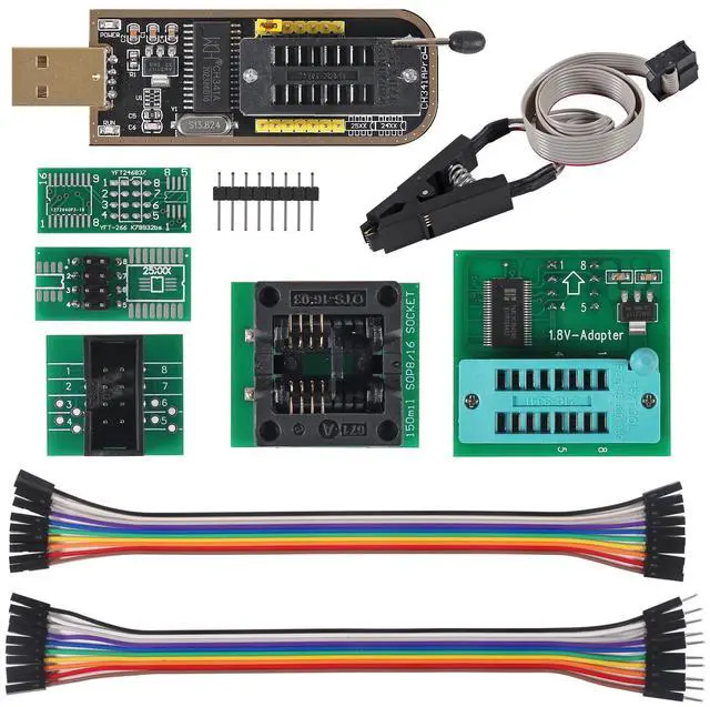 Main image of EEPROM BIOS USB Programmer CH341A + SOIC8 SOP8 Test Clip + 1.8V Adapter + SOIC8 Adapter for EEPROM 93CXX / 25CXX / 24CXX +CH341A 24 25 Series Flash