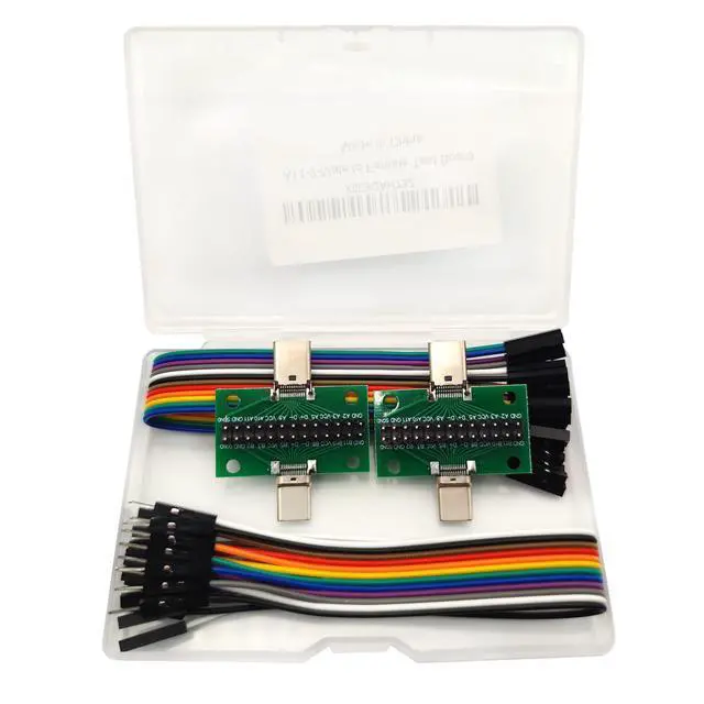 Alt view image 4 of 5 - 2 Pcs USB 3.1 Type-C Male to Male Test Board with PCB Board 24 Pins 2.54 mm Double-Sided Socket with pin Header Connector,Dupont Wire for Date Line Wire Cable Transfer