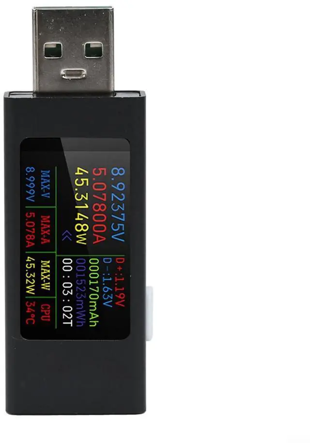 Alt view image 5 of 7 - KWS-MX23 USB Tester Meter 1.06" IPS Display, 4-30V 0-12A Voltage Current Monitor with CNC Metal Shell for Mobile Phone for charger Power Bank Data Cable Testing