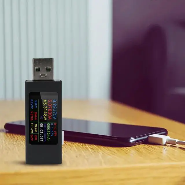 Alt view image 7 of 7 - KWS-MX23 USB Tester Meter 1.06" IPS Display, 4-30V 0-12A Voltage Current Monitor with CNC Metal Shell for Mobile Phone for charger Power Bank Data Cable Testing
