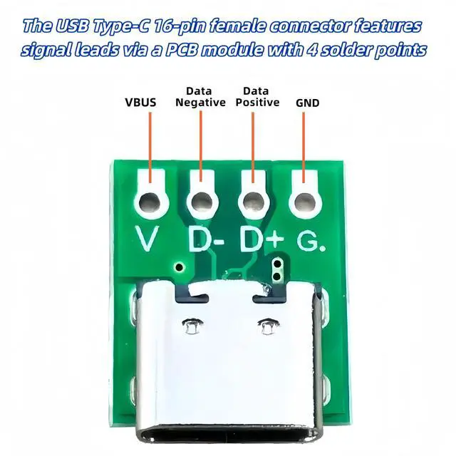 Alt view image 3 of 6 - 20 Pack USB 3.1 Type C Connector Board DIY Serial Basic Breakout Female Connector for Data Line Wire Cable Transfer USB C Breakout Board 2.54mm